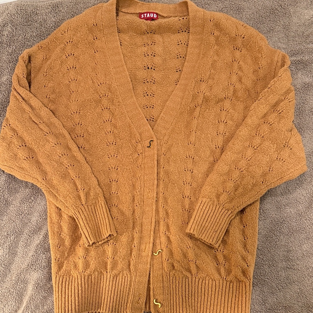STAUD Women's Brown Knit Cardigan
